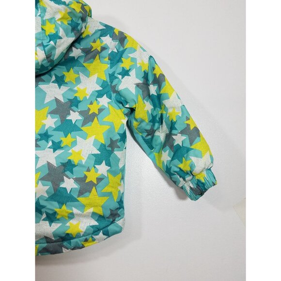 Lupilu Kids Insulated Rain  Jacket Hooded Star Patterned Blue Green Water-proof - Picture 10 of 12